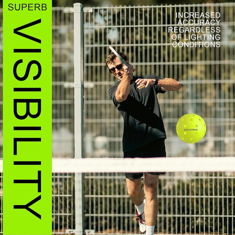 cyclotron P-40 Outdoor Pickleball Balls – USAPA Approved Pickleballs, 40-Hole Precision Design, High Visibility, Durable Seamless HDPE Construction, 3/6 Pack - Image 4